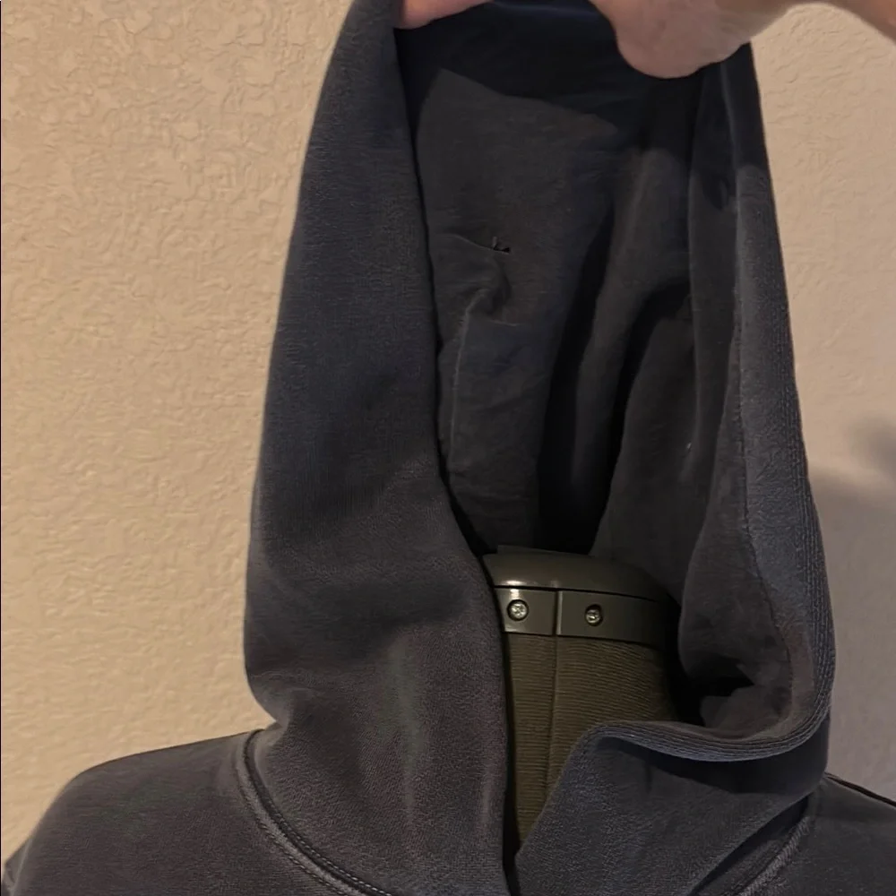 American Eagle Outfitters Blue Hoodie with Yellow Peace and Love Print - Picture 2 of 4